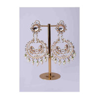 Gold plated chandbali earring with cut out only on Kalki