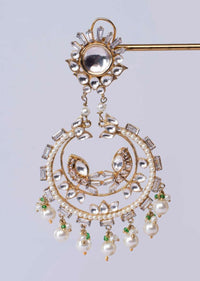 Gold plated chandbali earring with cut out only on Kalki