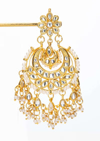 Gold plated chandbali earring with nano moti drops only on Kalki