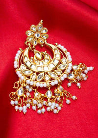 Gold plated chandbali earring with nano moti drops only on Kalki