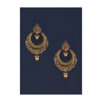 Gold Plated Chandbalis With Dangling Pearls And Crystals Online - Kalki Fashion