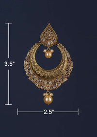 Gold Plated Chandbalis With Dangling Pearls And Crystals Online - Kalki Fashion