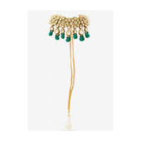 Gold Plated Choker Beautifully Hand crafted With Kundan And Elegant Dangling Green Beads By Prerto