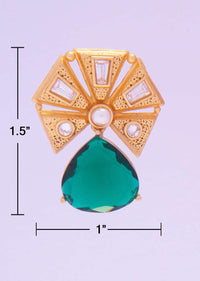 Gold plated cluster earring with emerald green stone  only on kalki