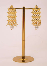 Gold plated cut out earrings with moti and pearl drops