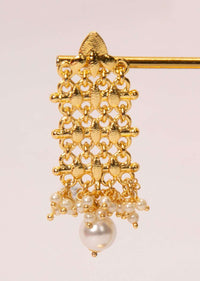 Gold plated cut out earrings with moti and pearl drops