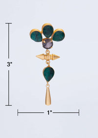 Gold plated dangler earring with emerald green  semi precious stone only on kalki