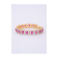 Gold plated diamond bracelet adorn with pink ruby only on Kalki