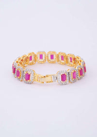 Gold plated diamond bracelet adorn with pink ruby only on Kalki