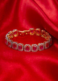 Gold plated diamond bracelet adorn with pink ruby only on Kalki