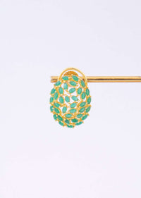 Gold plated earring adorn with jade green beads with cut work only on Kalki