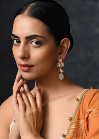 Gold Plated Earrings Handcrafted Using Green Stones And Kundan By Paisley Pop