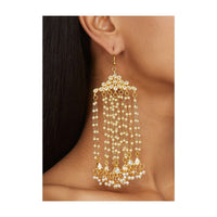 Gold Plated Earrings With Long Pearl Strings And Kundan Online - Kalki Fashion