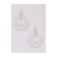 Gold Plated Earrings With Stones In Concentric Circles And Floral Pattern Online - Kalki Fashion