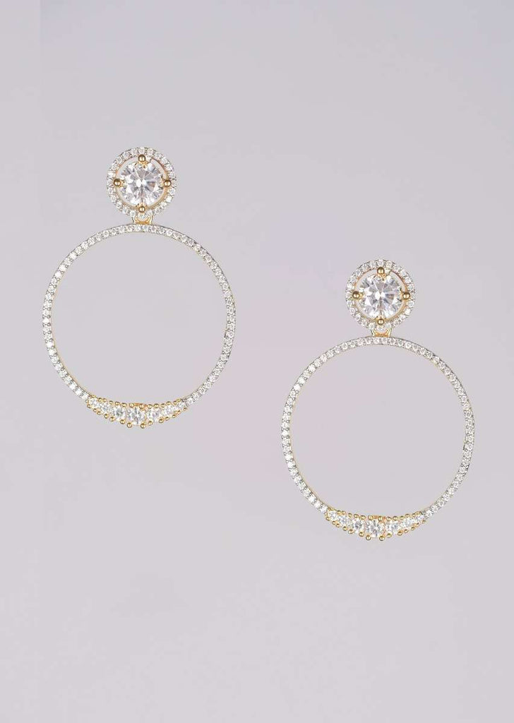 Gold Plated Earrings With Stones In Round Pattern Online - Kalki Fashion