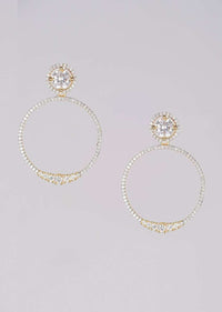 Gold Plated Earrings With Stones In Round Pattern Online - Kalki Fashion