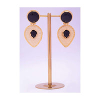 Gold Plated Fancy Earring With Metallic Black Bead Online - Kalki Fashion