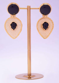 Gold Plated Fancy Earring With Metallic Black Bead Online - Kalki Fashion