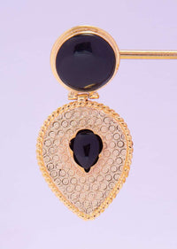 Gold Plated Fancy Earring With Metallic Black Bead Online - Kalki Fashion