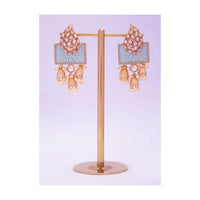 Gold plated fancy traditional earring heavily studded with stone only on kalki