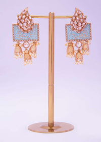 Gold plated fancy traditional earring heavily studded with stone only on kalki