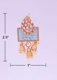Gold plated fancy traditional earring heavily studded with stone only on kalki