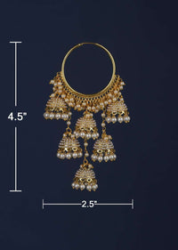 Gold Plated Hoops With Dangling Six Jhumkas And Pearls Online - Kalki Fashion Online - Kalki Fashion