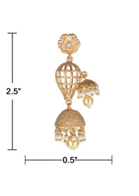 Gold Plated Jhumka Earrings With Pearls And Caged Design Online - Kalki Fashion