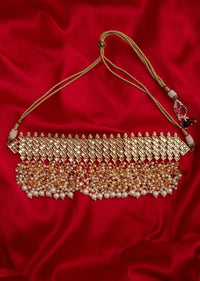 Gold Plated Kundan Choker Necklace With Pearl Highlights Online - Kalki Fashion