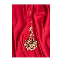 Gold plated maang tikka with meenakari work and white moti nano beads only on Kalki