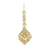 Gold Plated Mang Tika In Square Shape With Minakari And Kundan Work Online - Kalki Fashion