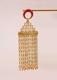 Gold plated  multi chain sleek tassel earring