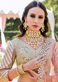 Gold Plated Necklace Designed In A Super Versatile White Hue With Pearls And Kundan Work By Prerto