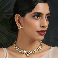 Gold Plated Necklace Set Handcrafted With Kundan Work In A Delicate Design By Paisley Pop