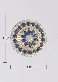 Gold Plated Round Stud With Midnight Blue And White Stones Online - Kalki Fashion