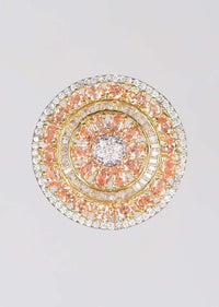 Gold Plated Round Stud With Pale Wheat And White Stones Online - Kalki Fashion