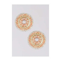Gold Plated Round Stud With Pale Wheat And White Stones Online - Kalki Fashion