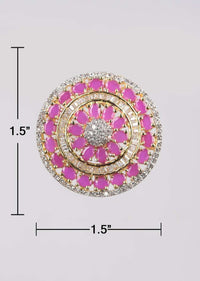 Gold Plated Round Stud With Purple And White Stones Online - Kalki Fashion