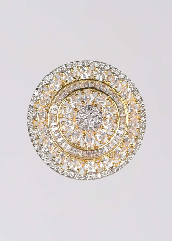 Gold Plated Round Stud With Stones And Bugle Beads Online - Kalki Fashion