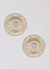 Gold Plated Round Stud With Stones And Bugle Beads Online - Kalki Fashion