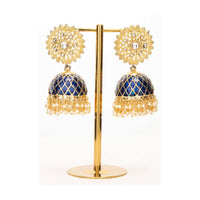 Gold plated stud with persian blue attached stud in nano moti drops only on Kalki