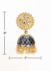 Gold plated stud with persian blue attached stud in nano moti drops only on Kalki