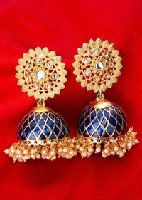 Gold plated stud with persian blue attached stud in nano moti drops only on Kalki