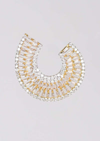 Gold Plated Studs With Stones And Bugle Beads In Crescent Shape Online - Kalki Fashion