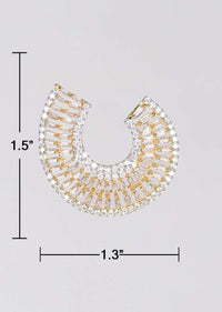 Gold Plated Studs With Stones And Bugle Beads In Crescent Shape Online - Kalki Fashion