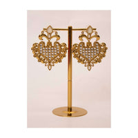 Gold plated traditional drop  earring with stone and bead