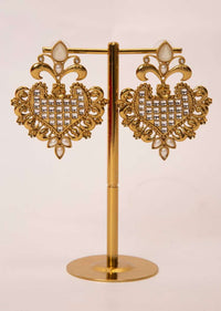 Gold plated traditional drop  earring with stone and bead