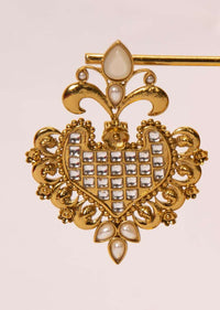 Gold plated traditional drop  earring with stone and bead