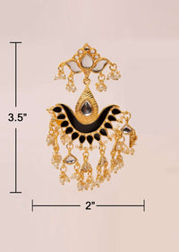 Gold plated traditional earring with black semi precious stone
