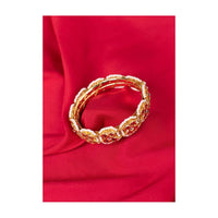 Gold plated traditional kada with red and white moti only on Kalki